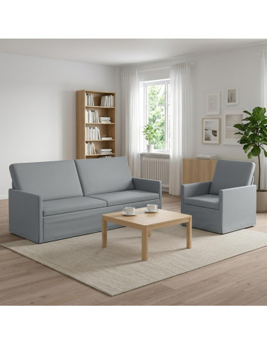 Set di divani 2 pcs Grigio Chiaro Tessuto