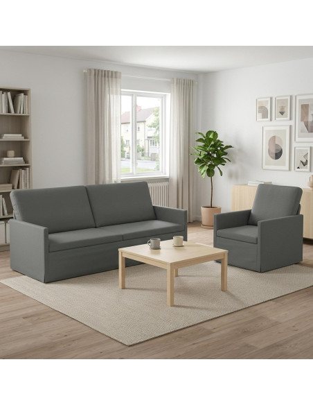Set di divani 2 pcs Grigio Scuro Tessuto