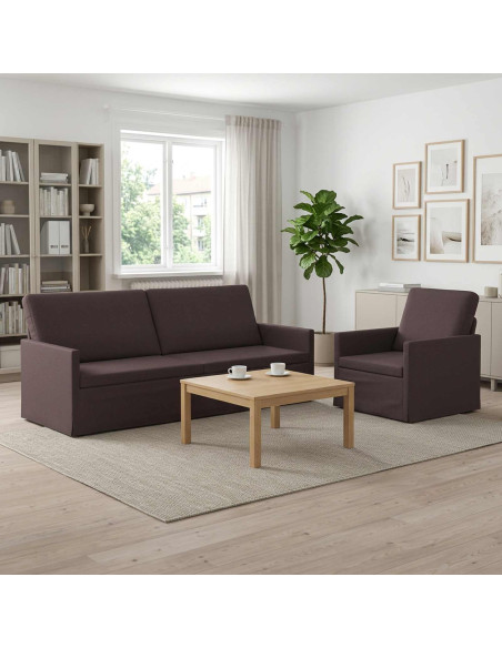 Set di divani 2 pcs Marrone Scuro Tessuto