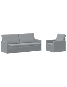Set di divani 2 pcs Grigio Chiaro Tessuto 2
