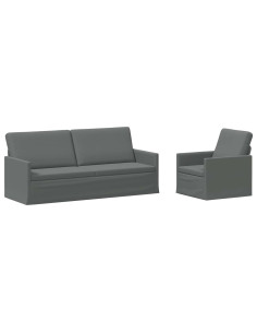 Set di divani 2 pcs Grigio Scuro Tessuto 2
