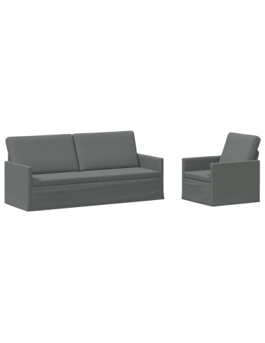 Set di divani 2 pcs Grigio Scuro Tessuto