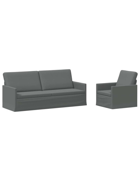 Set di divani 2 pcs Grigio Scuro Tessuto