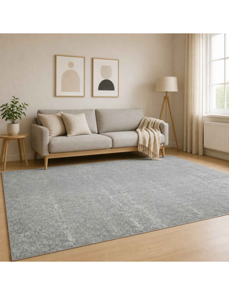 Tappeto Grigio 160 x 230 cm 100% Poliestere 3 mm Lavabile