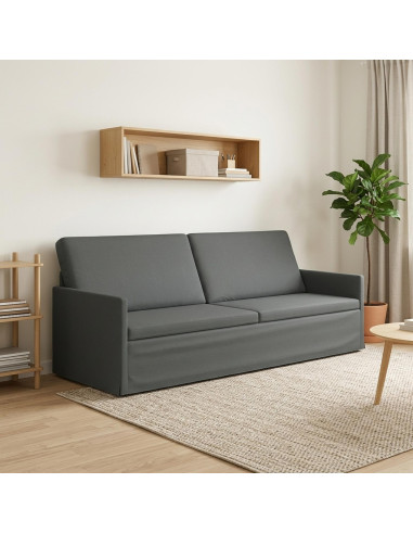 Divano a 3 posti Grigio Scuro 220 x 81 x 82 cm Tessuto