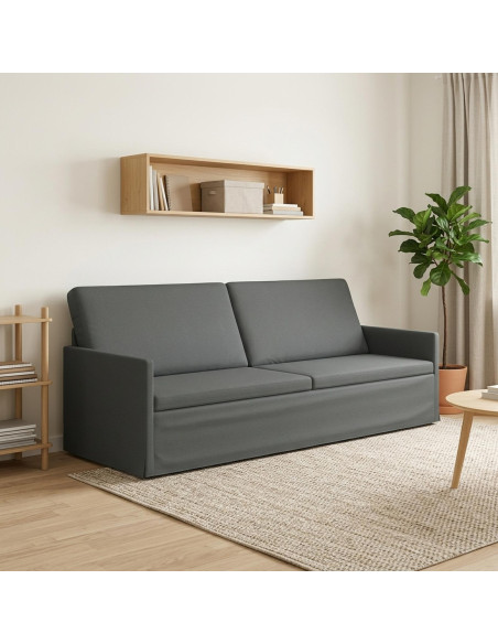 Divano a 3 posti Grigio Scuro 220 x 81 x 82 cm Tessuto