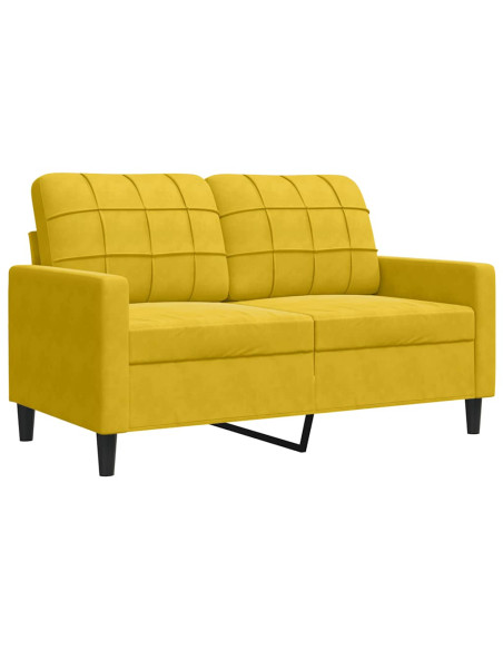 Set di Divani 3 pz con Cuscini e Rinforzi Giallo in Velluto