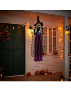 Strega di Halloween da appendere SPOOKA Viola 30 x 133 cm