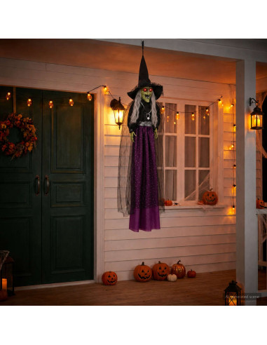 Strega di Halloween da appendere SPOOKA Viola 30 x 133 cm