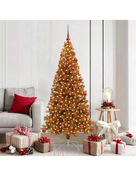 Albero di Natale con 300 LED con supporto Oro 180 cm PET