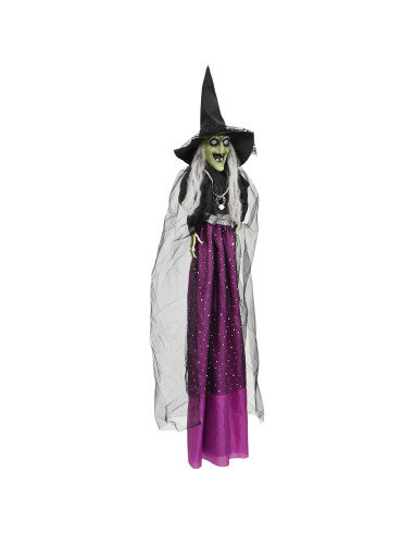 Strega di Halloween da appendere SPOOKA Viola 30 x 133 cm