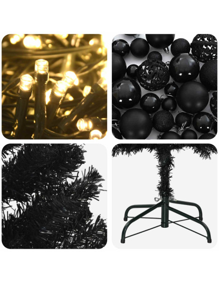 Albero di Natale Artificiale Slim con Palline 210 cm 300 LED