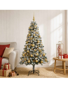 Albero di Natale Artificiale con Palline 120 cm 150 LED