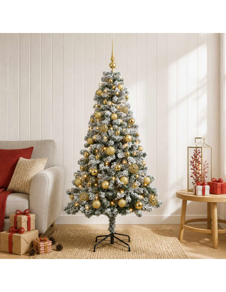 Albero di Natale Artificiale con Palline 120 cm 150 LED