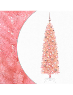Albero di Natale artificiale slim con palline 180 cm 300 LED