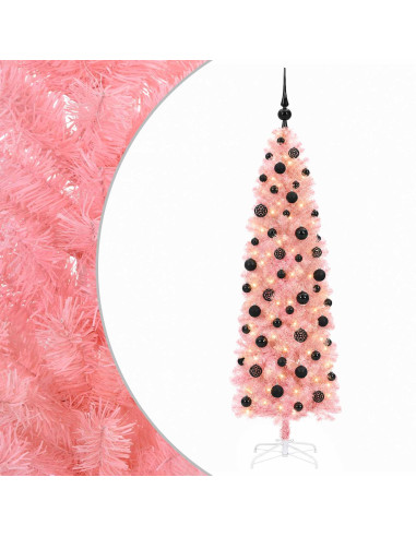 Albero di Natale artificiale slim con palline 180 cm 300 LED