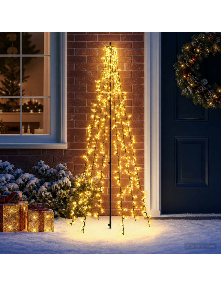 Albero di Natale LED 165 cm 540 LED Bianco caldo Acciaio Nero