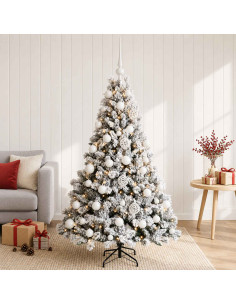 Albero di Natale Artificiale con Palline 150 cm 150 LED