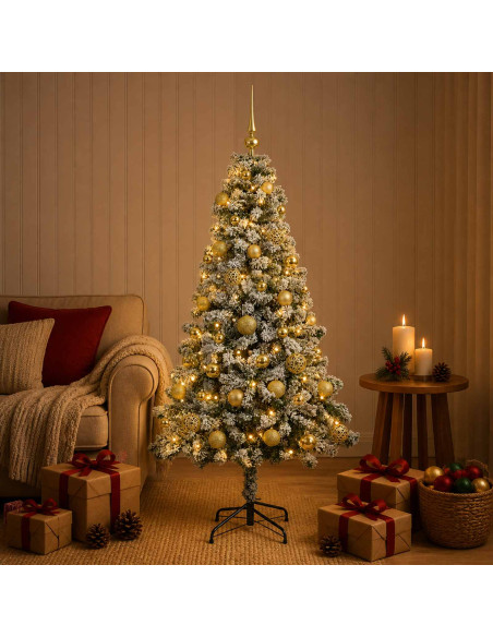 Albero di Natale Artificiale con Palline 120 cm 150 LED
