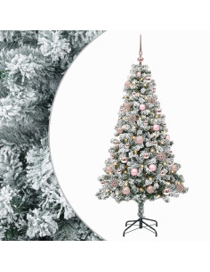 Albero di Natale Artificiale con Palline 120 cm 150 LED 2