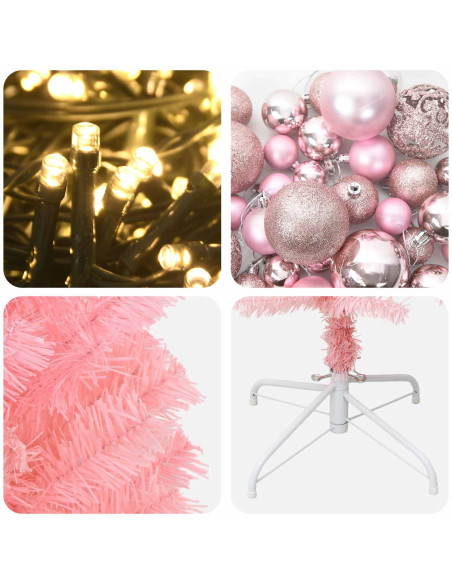 Albero di Natale artificiale slim con palline 180 cm 300 LED