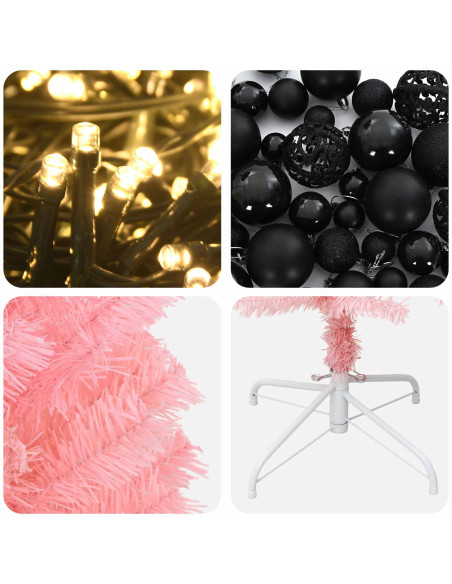 Albero di Natale artificiale slim con palline 180 cm 300 LED