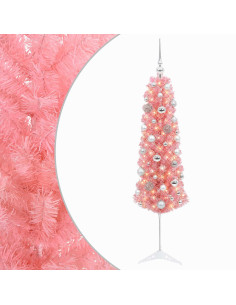 Albero di Natale Artificiale Slim con Palline 150 cm 150 LED 2