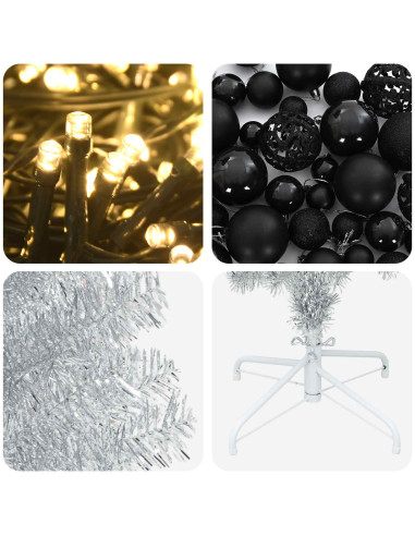 Albero di Natale Artificiale Slim con Palline 180 cm 300 LED
