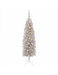 Albero di Natale Artificiale Slim con Palline 180 cm 300 LED 2