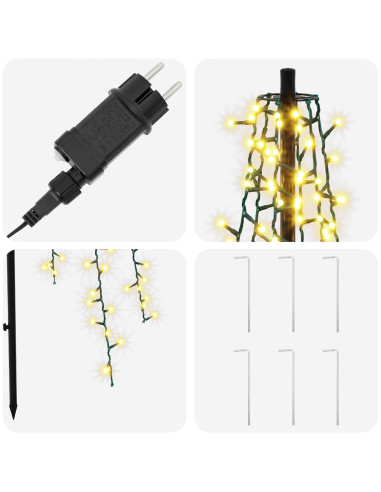 Albero di Natale LED 165 cm 540 LED Bianco caldo Acciaio Nero