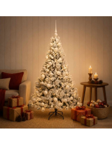 Albero di Natale Artificiale con Palline 150 cm 150 LED