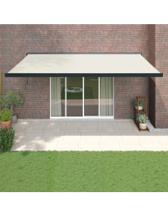 Tenda da Sole Retrattile Crema 5x3 m in Tessuto e Alluminio