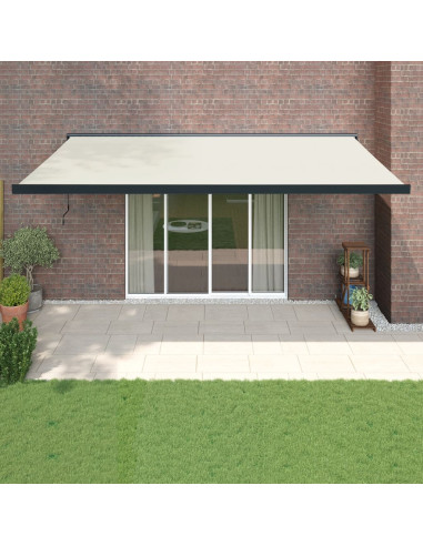Tenda da Sole Retrattile Crema 5x3 m in Tessuto e Alluminio