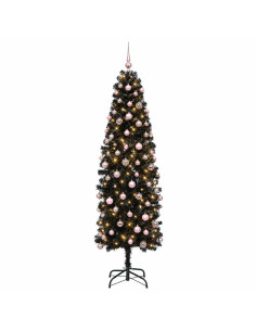 Albero di Natale Artificiale Slim con Palline 180 cm 300 LED 2