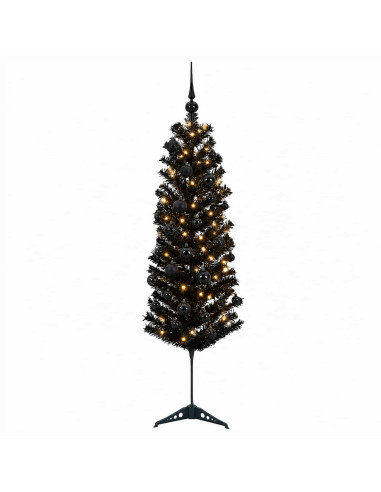 Albero di Natale Artificiale Slim con Palline 150 cm 150 LED