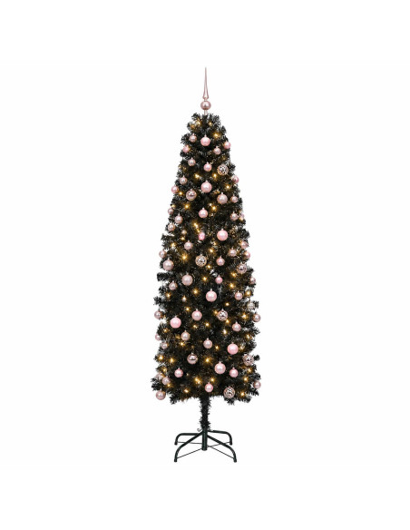 Albero di Natale Artificiale Slim con Palline 210 cm 300 LED