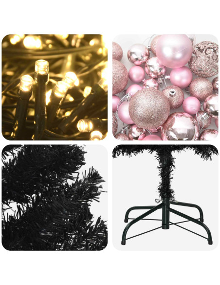 Albero di Natale Artificiale Slim con Palline 210 cm 300 LED