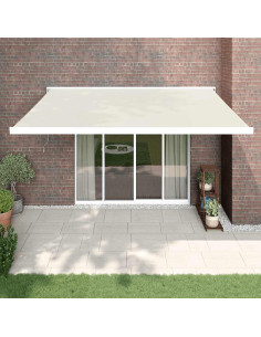 Tenda da Sole Retrattile Crema 4,5x3 m in Tessuto e Alluminio