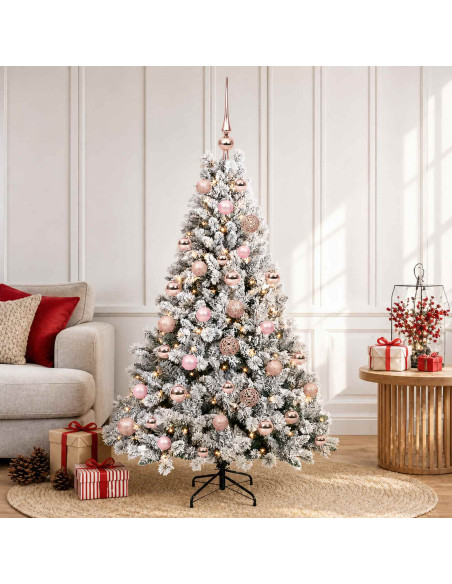 Albero di Natale artificiale con palline 150 cm 150 LED