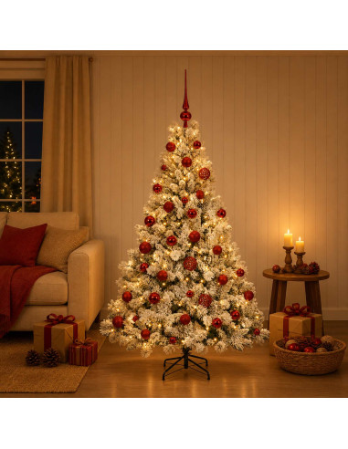 Albero di Natale Artificiale con Palline 150 cm 150 LED