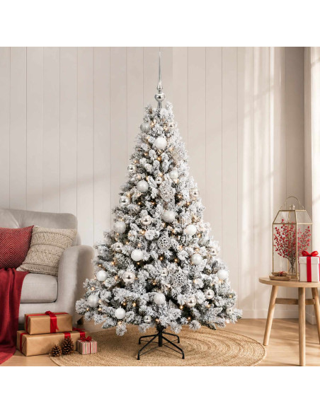 Albero di Natale Artificiale con Palline 150 cm 150 LED