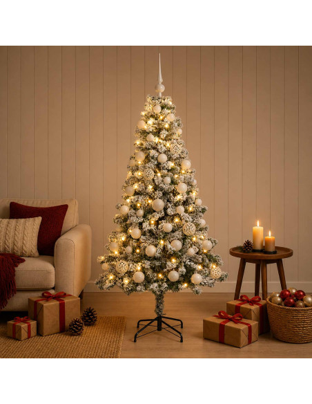 Albero di Natale Artificiale con Palline 120 cm 150 LED