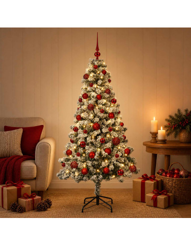 Albero di Natale Artificiale con Palline 120 cm 150 LED