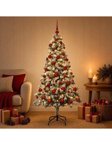 Albero di Natale Artificiale con Palline 120 cm 150 LED