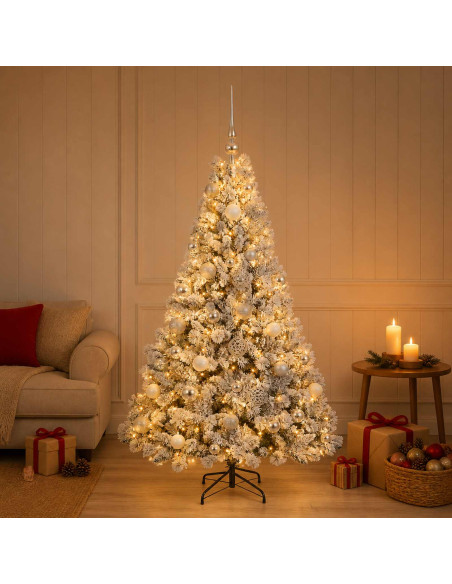 Albero di Natale Artificiale con Palline 150 cm 150 LED
