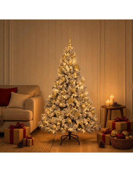 Albero di Natale Artificiale con Palline 150 cm 150 LED
