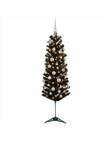 Albero di Natale Artificiale Slim con Palline 150 cm 150 LED