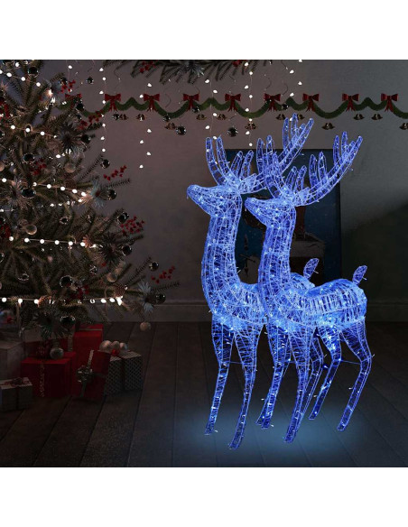 Renne di Natale XXL in Acrilico 250 LED 2 pz 180 cm Blu