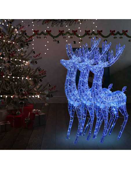 Renne di Natale XXL in Acrilico 250 LED 3 pz 180 cm Blu