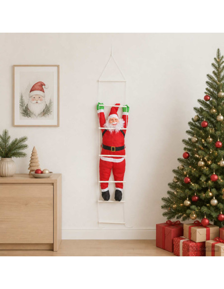Babbo Natale appeso sulla scala Rosso 30 x 15 x 170 cm
